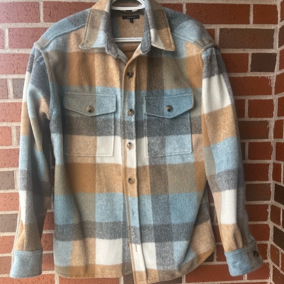Gender-Neutral Brushed Plaid Overshirt - Picture 3 of 4